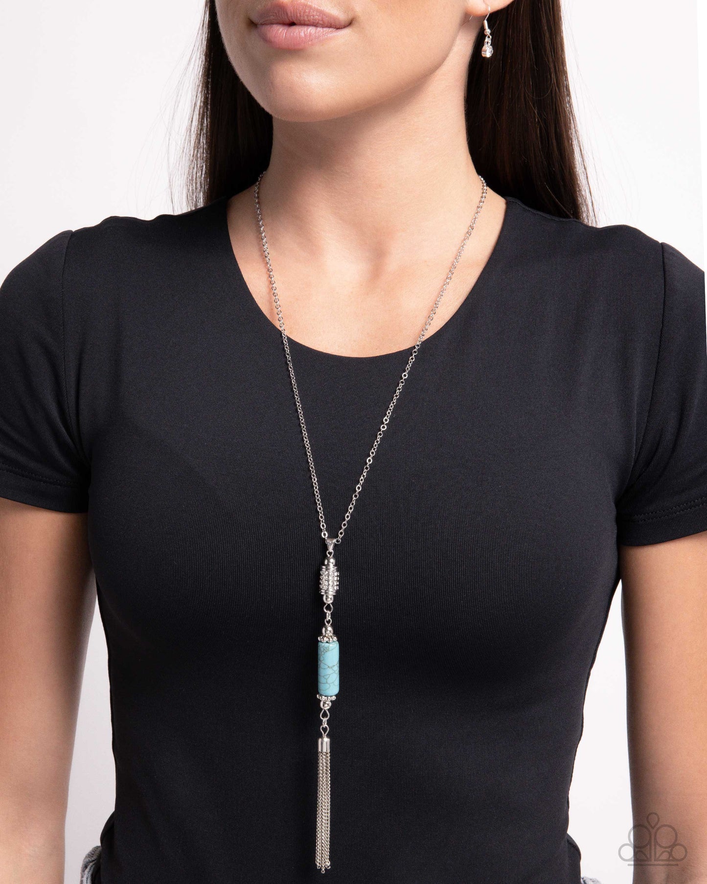 Vertical Vacation - Blue Turquoise Stone Santa Fe Style Necklace Paparazzi N2459