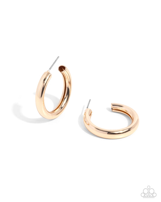 Second Sight - Gold 1 Inch Hoop Earring Paparazzi E2674