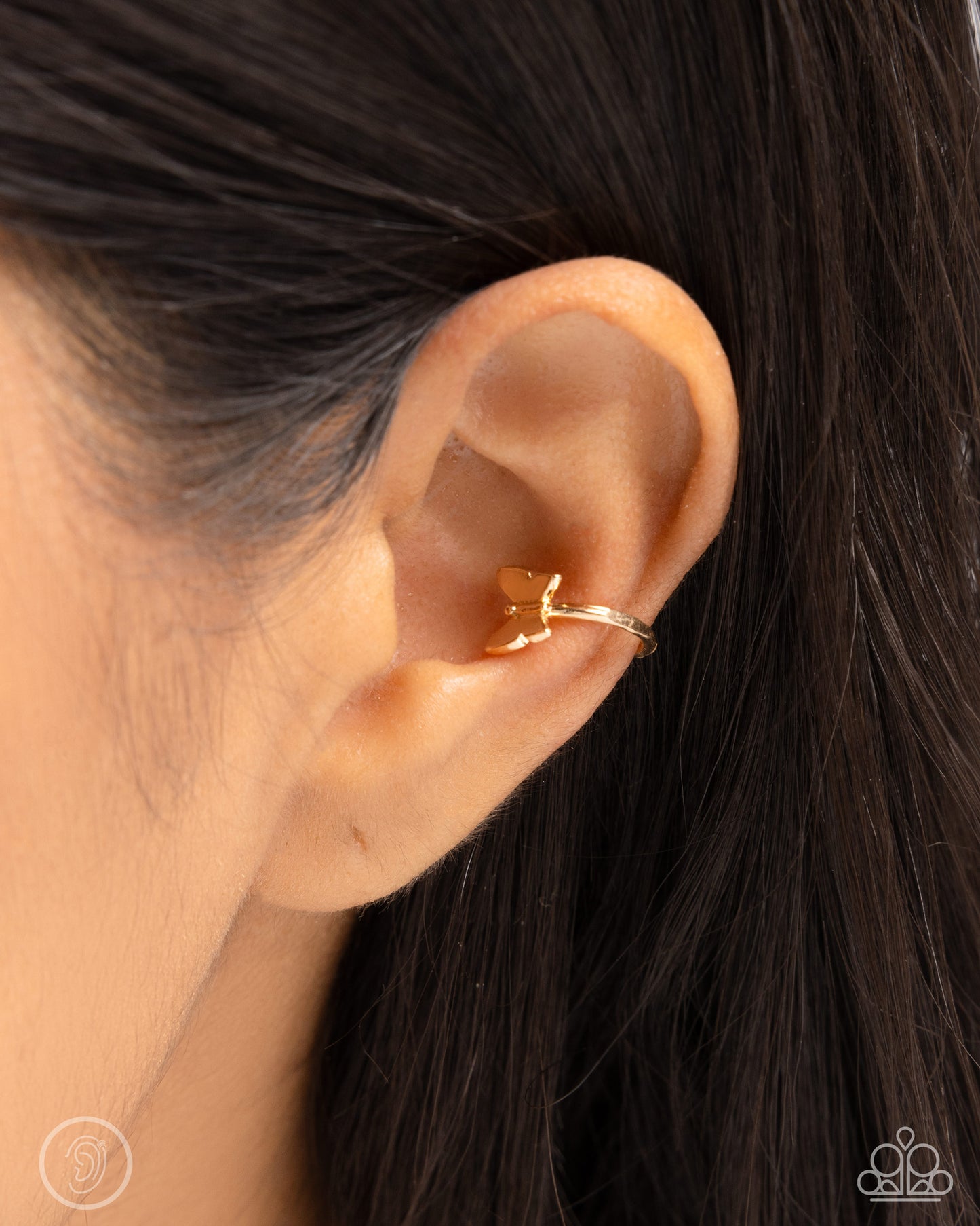 Aerial Attitude - Gold Butterfly Ear Cuff Paparazzi E2153