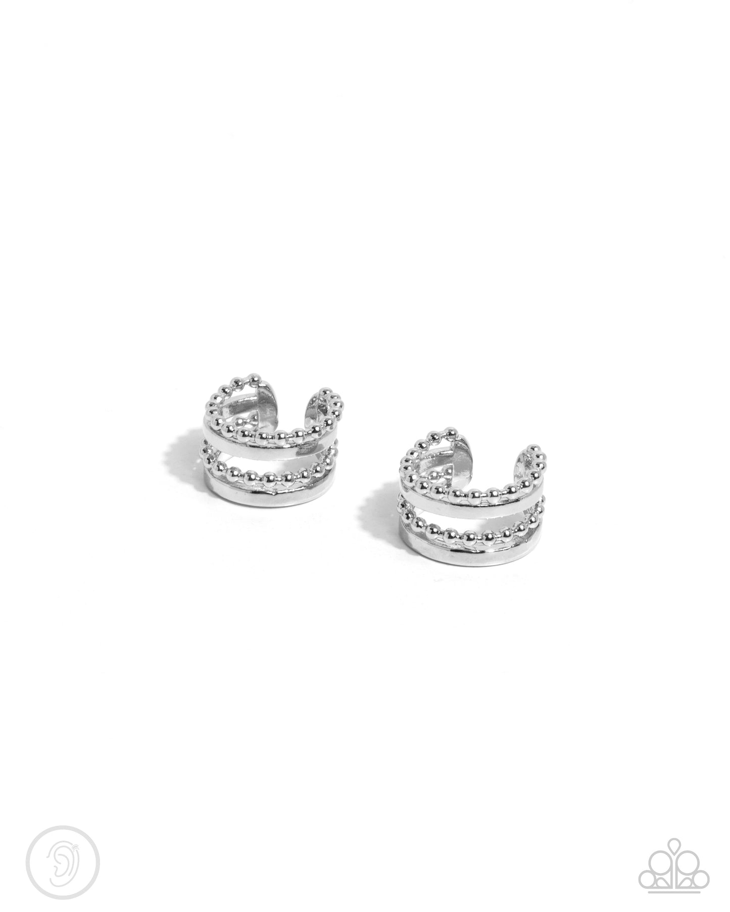 Stacked Spectacle - Silver Bar & Ball Chain Ear Cuff Earring Paparazzi E2167