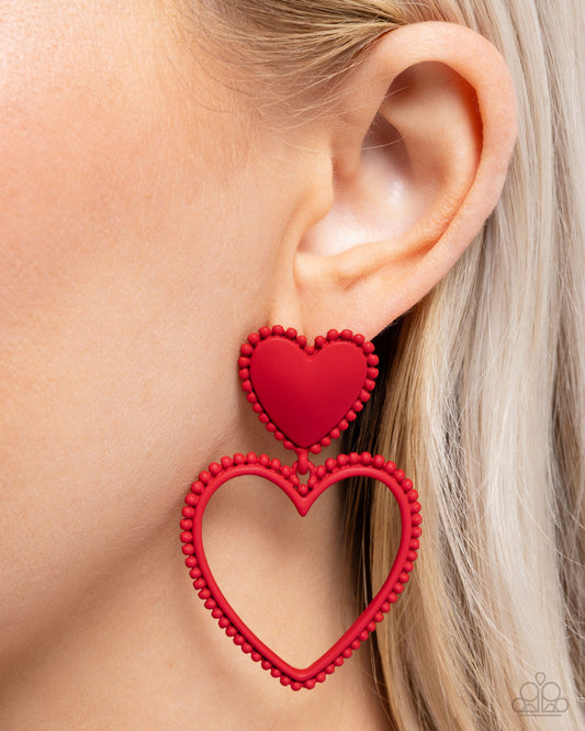 Casual Chemistry - Red Heart Earring Paparazzi E2051