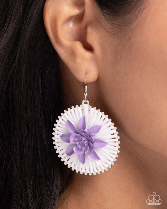 Dancing Daydream - Purple Pastel Lilac Painted Flower Earring Paparazzi E2239