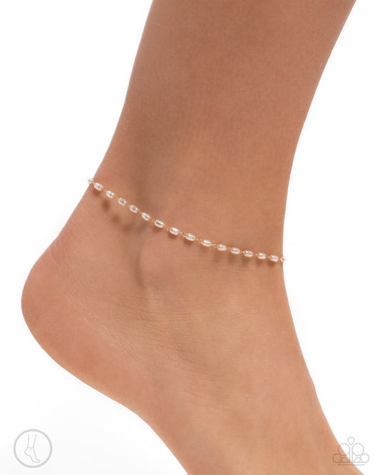 Pearl Purpose - Gold & White Pearl Anklet Paparazzi