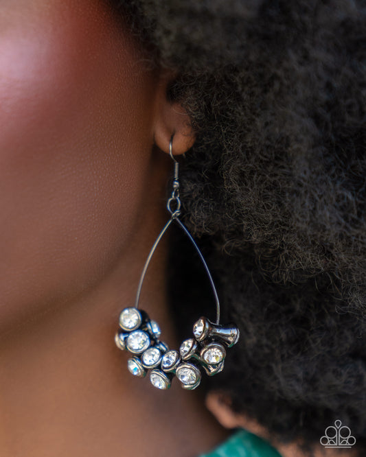 Courageous Chandelier - Black Gunmetal Fitting White Rhinestone Earring 2024 Convention ExclusivePaparazzi