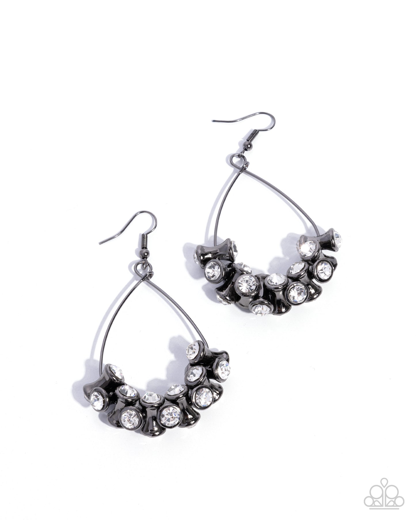 Courageous Chandelier - Black Gunmetal Fitting White Rhinestone Earring 2024 Convention ExclusivePaparazzi