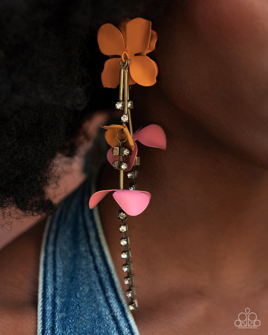 Capitol Chic - Multi Orange, Desert Rose, Buckthorn Brown Flower Earring 2024 Convention Exclusive Paparazzi E2124