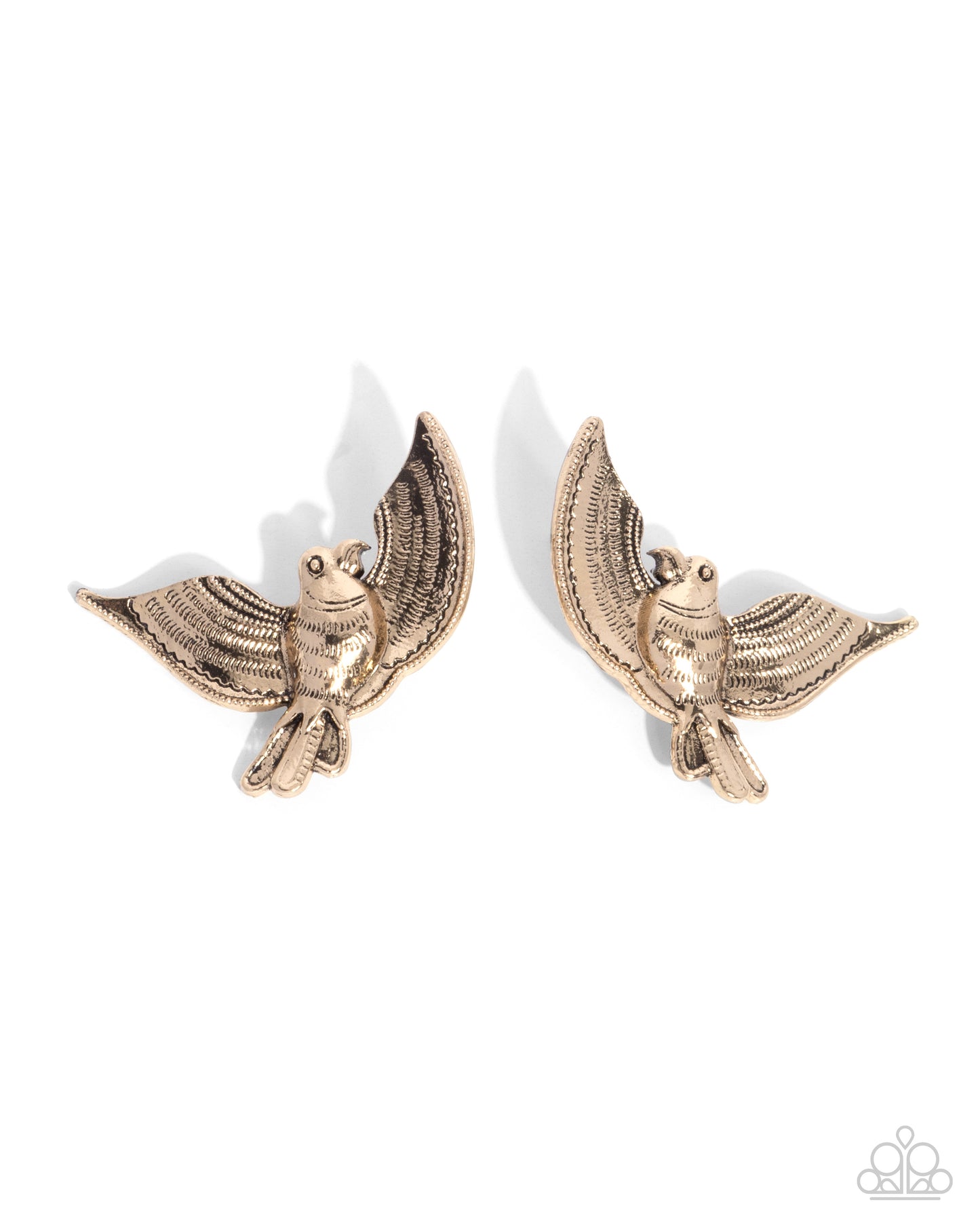 Bird of PLAY - Gold Antiqued Bird Post Earring Paparazzi E2154