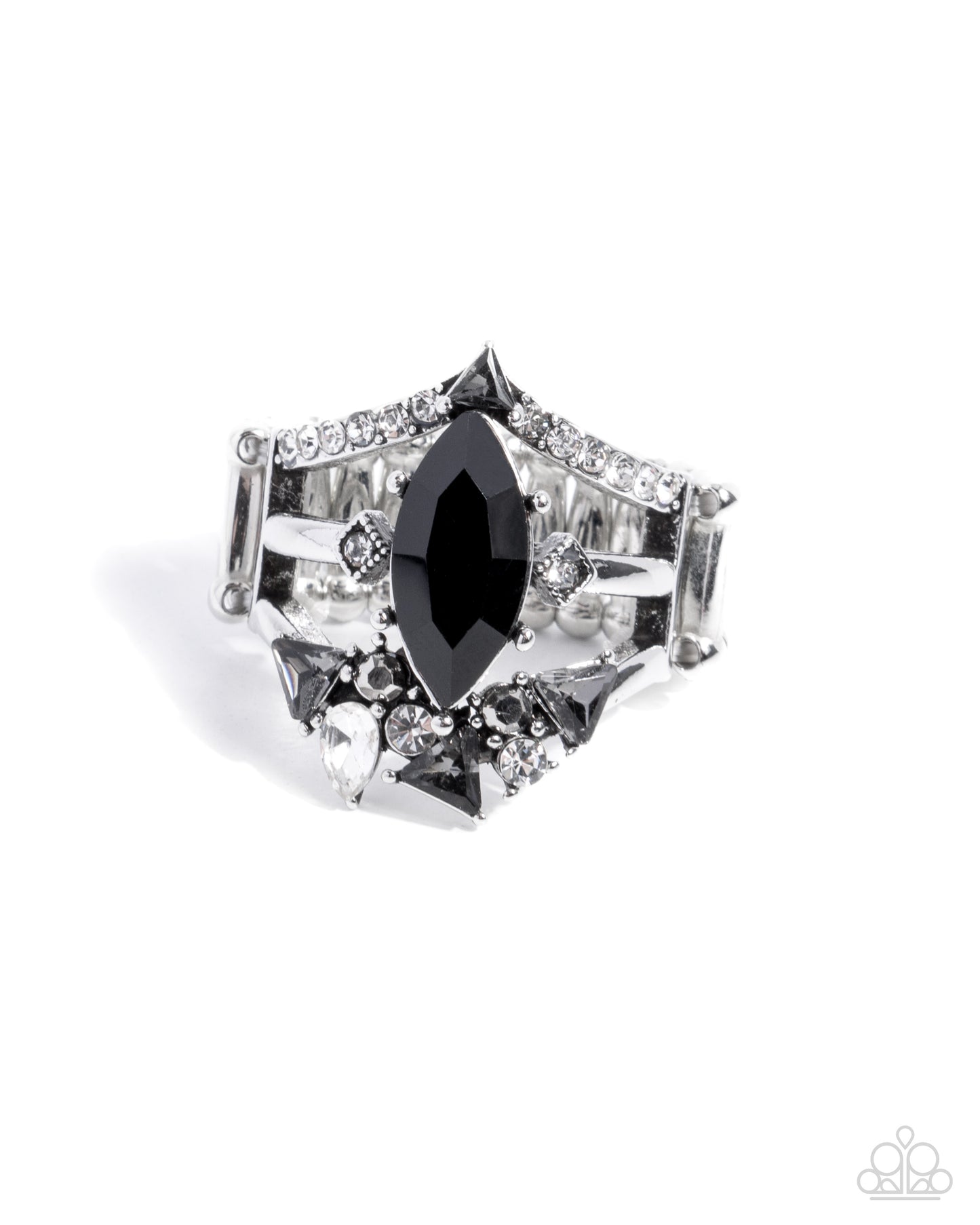 Beggin for Bling - Black Smoky Gem Ring Paparazzi R0750