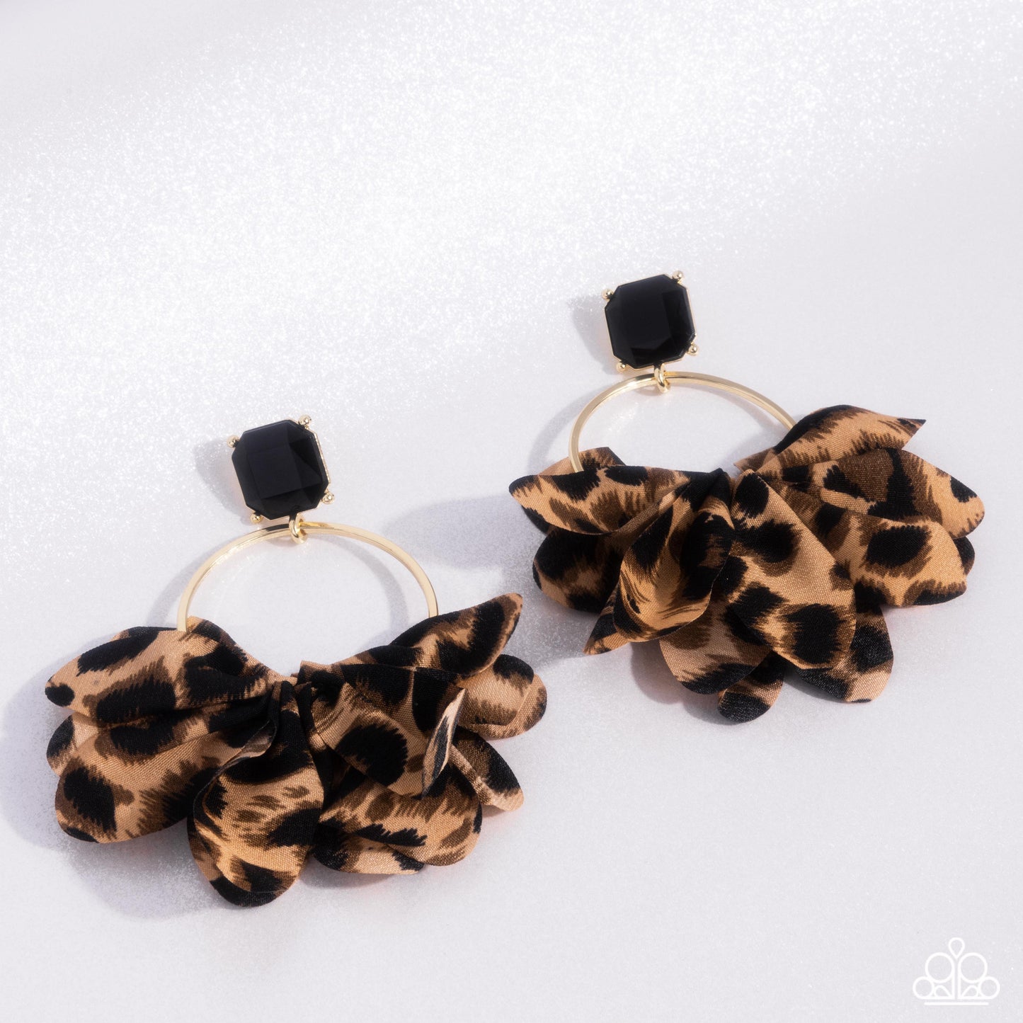 Charming Cheetah - Gold & Cheetah Printed Bow Post Earring Life Of The Party September 2024 Paparazzi E2147