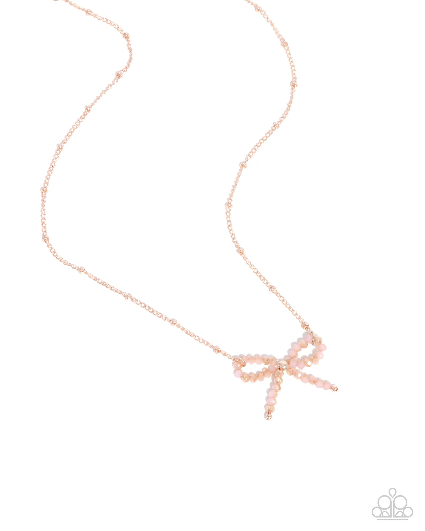 Bridesmaid Bow - Rose Gold Bow Necklace Paparazzi