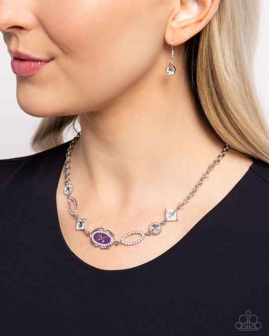 Aerial Approval - Purple Plum Painted Frame & Silver Butterfly Necklace Paparazzi N3312