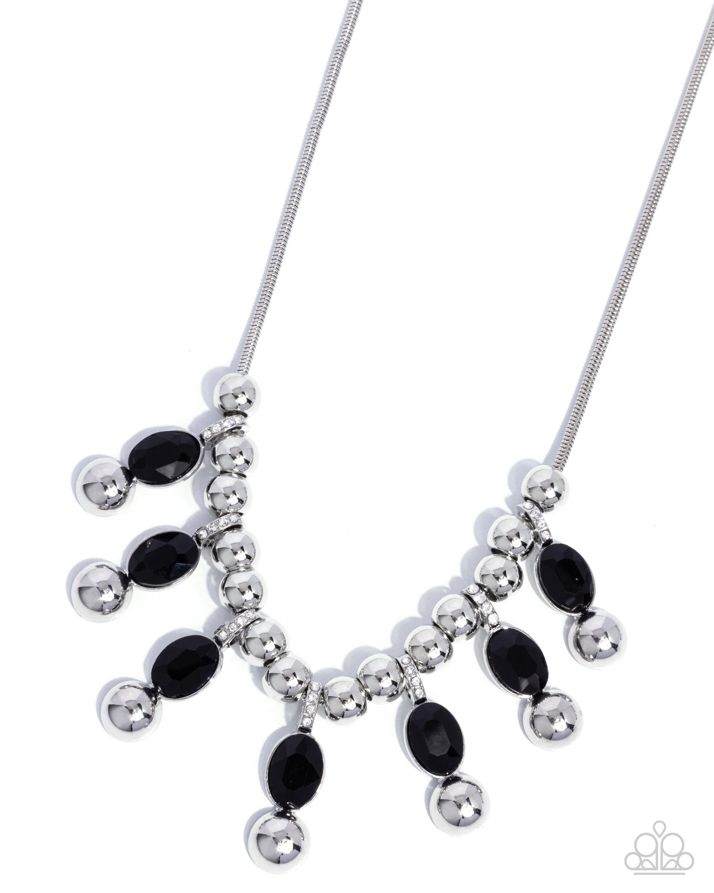 Just A Habit - Black Gem, Silver Bead Necklace Paparazzi N3329