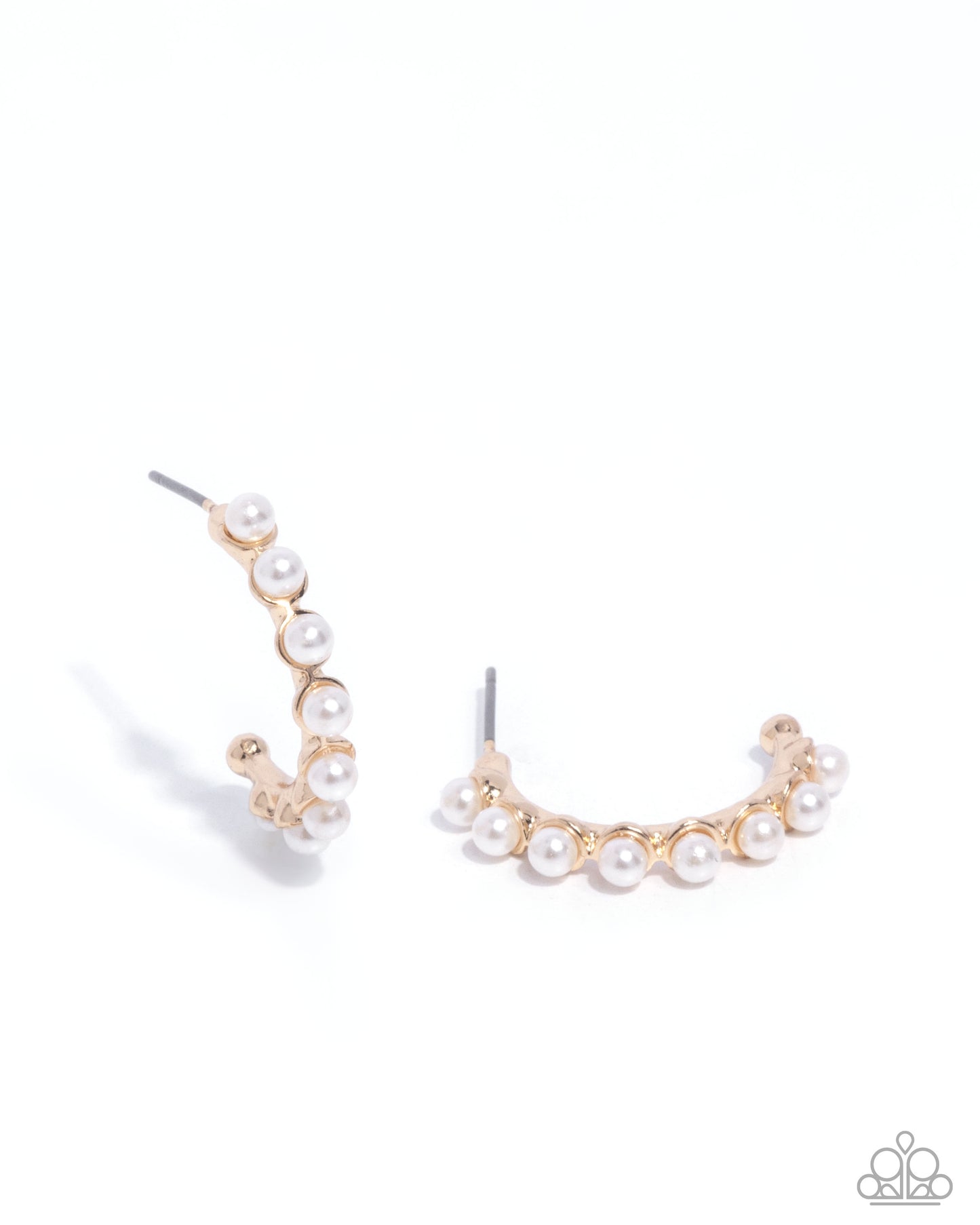 Pearly Passage - Gold & White Pearl 1 Inch Hoop Earring Paparazzi