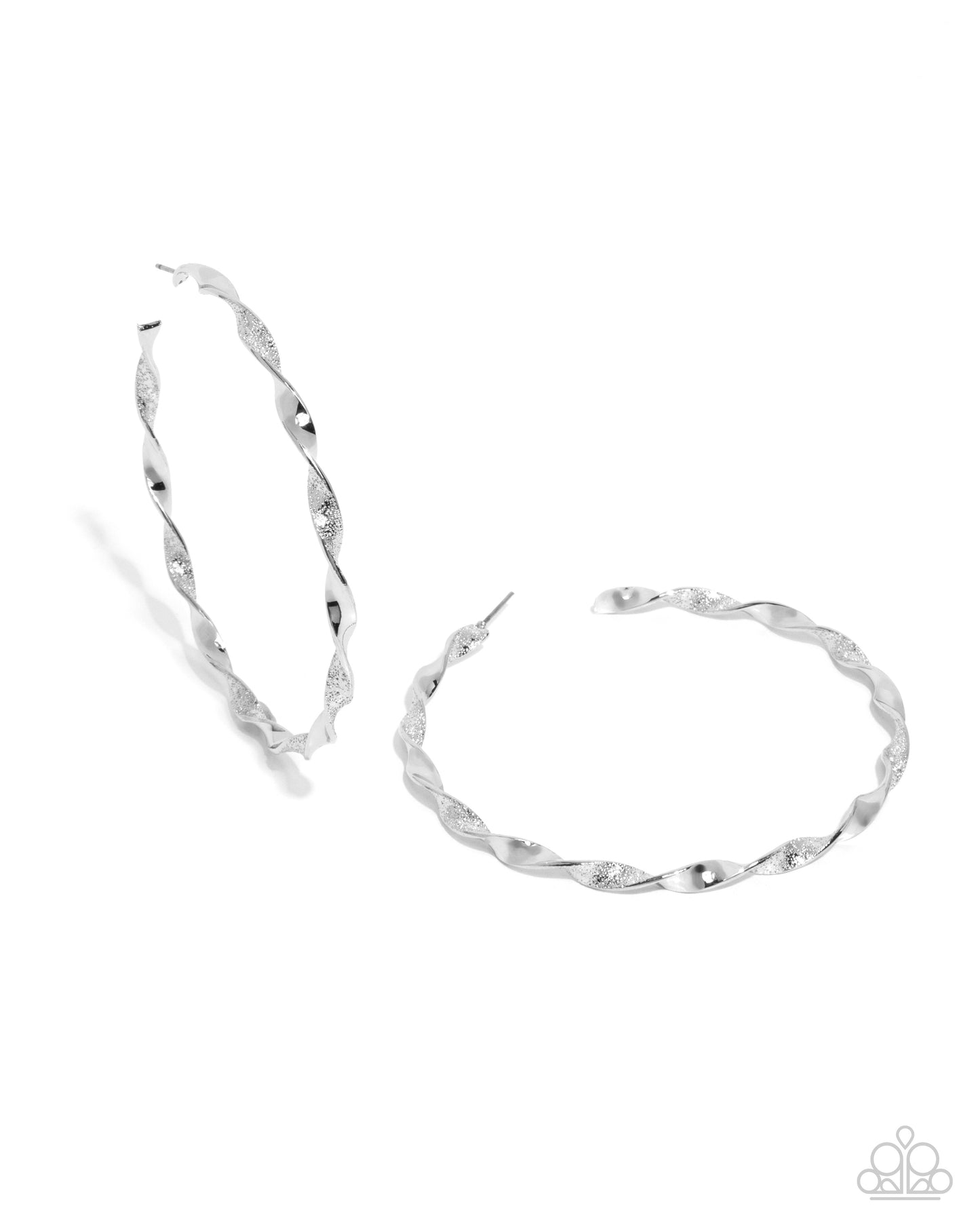 Steady Spirals - Silver 3 Inch Twisted Hoop Earring Paparazzi E2148