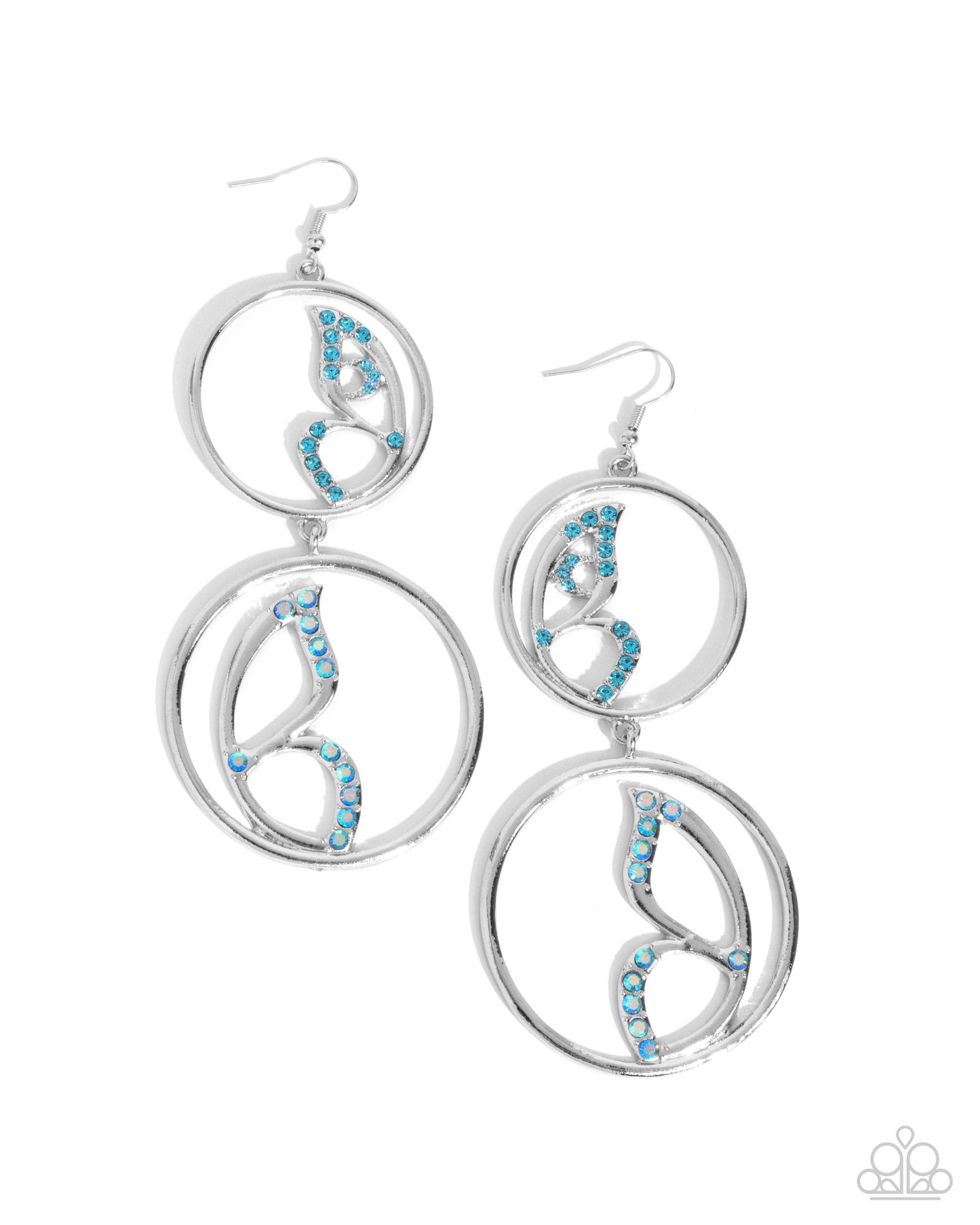 Admittedly Aerial - Blue Aquamarine & Aquamarine Iridescent Rhinestone Butterfly Wing Earring Paparazzi E2287