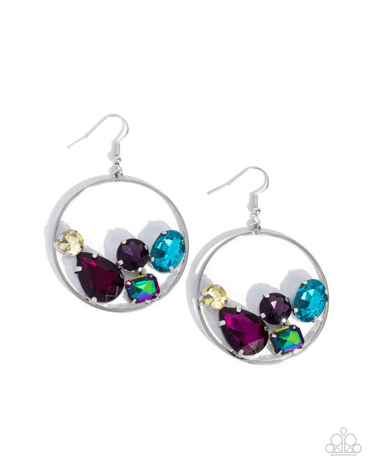 Treasure Timbre - Multicolored Blue, Green, Purple, UV Gem Earring Paparazzi