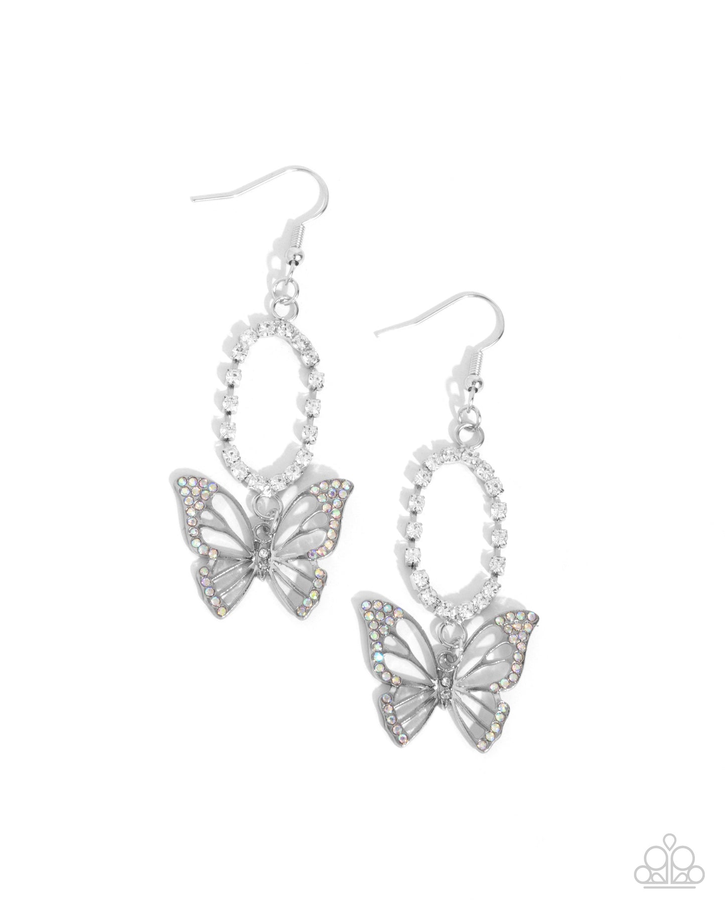 Aerial Avenue - Multi Iridescent Rhinestone Butterfly Earring Paparazzi