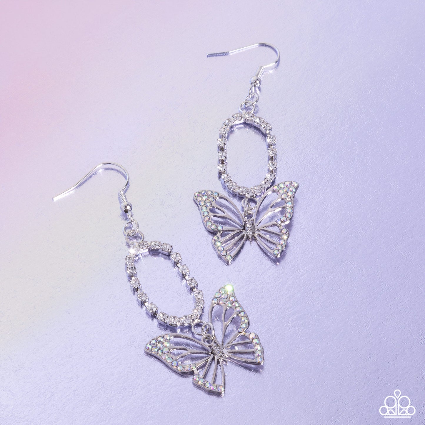 Aerial Avenue - Multi Iridescent Rhinestone Butterfly Earring Paparazzi