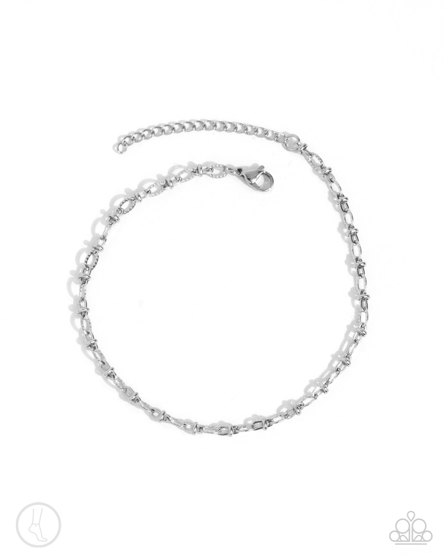 For A Moment - Silver Abstract Chain Anklet Paparazzi B1700