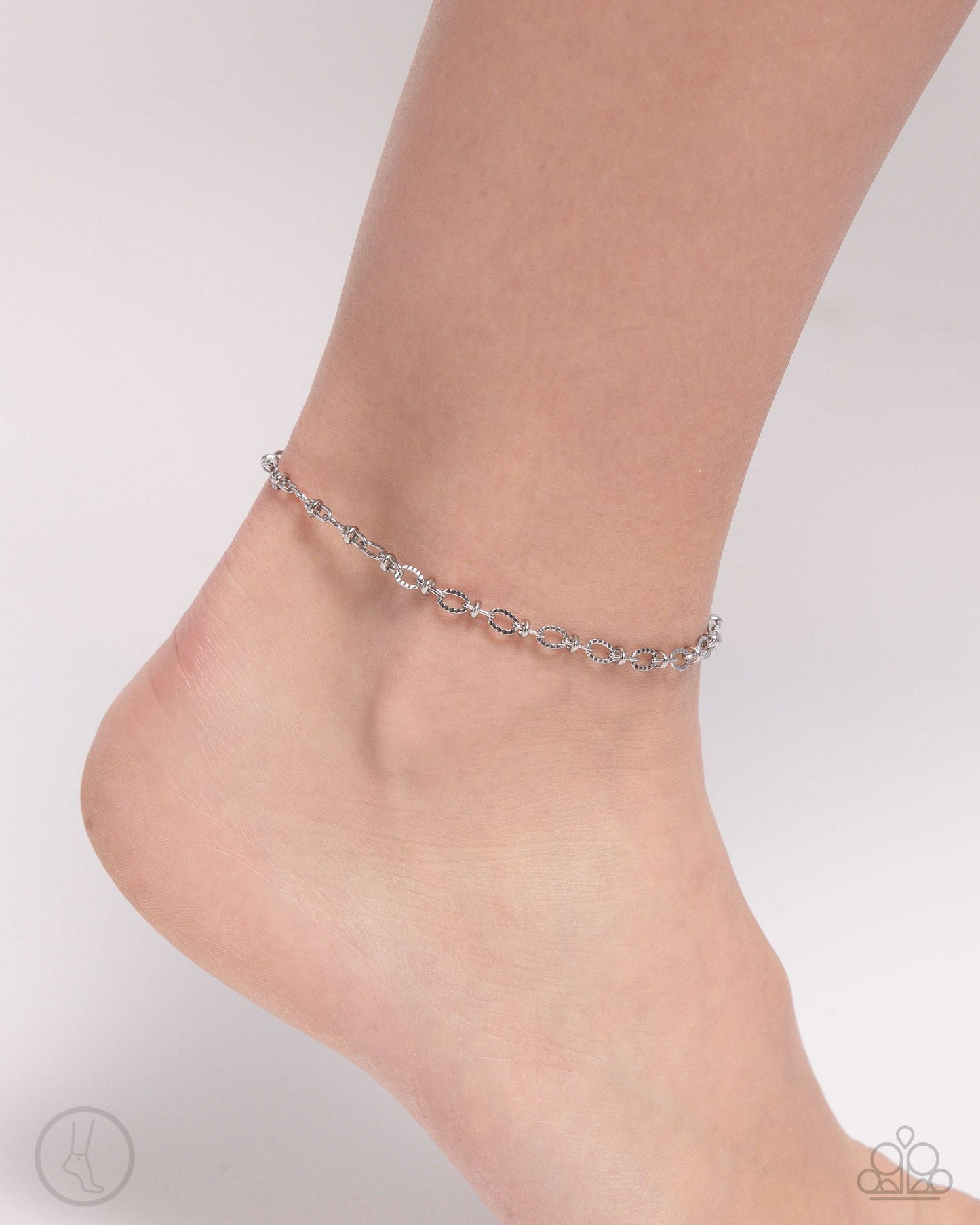 For A Moment - Silver Abstract Chain Anklet Paparazzi B1700