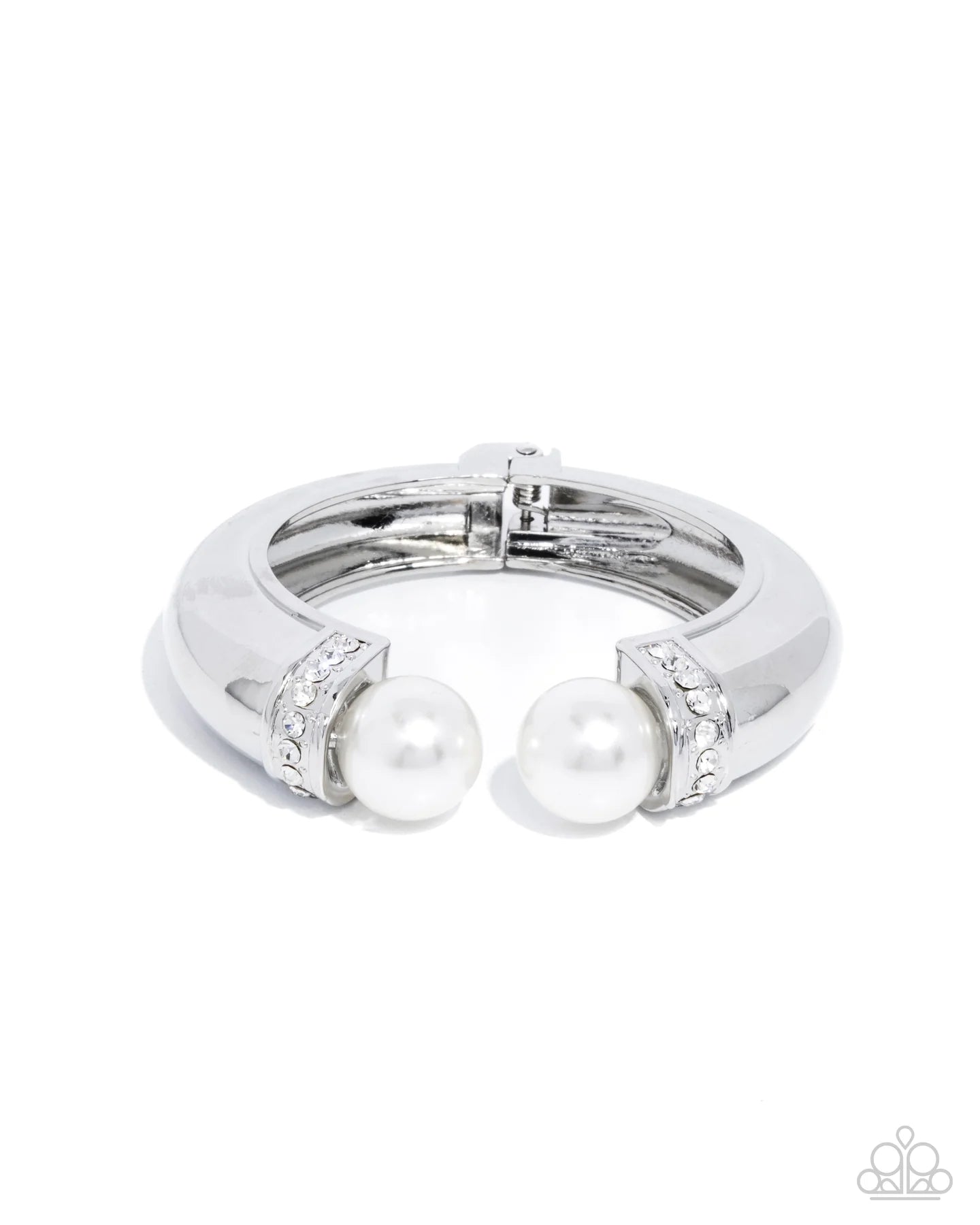 Breathtaking Balance White Pearl Silver Hinge Bracelet Paparazzi B1752