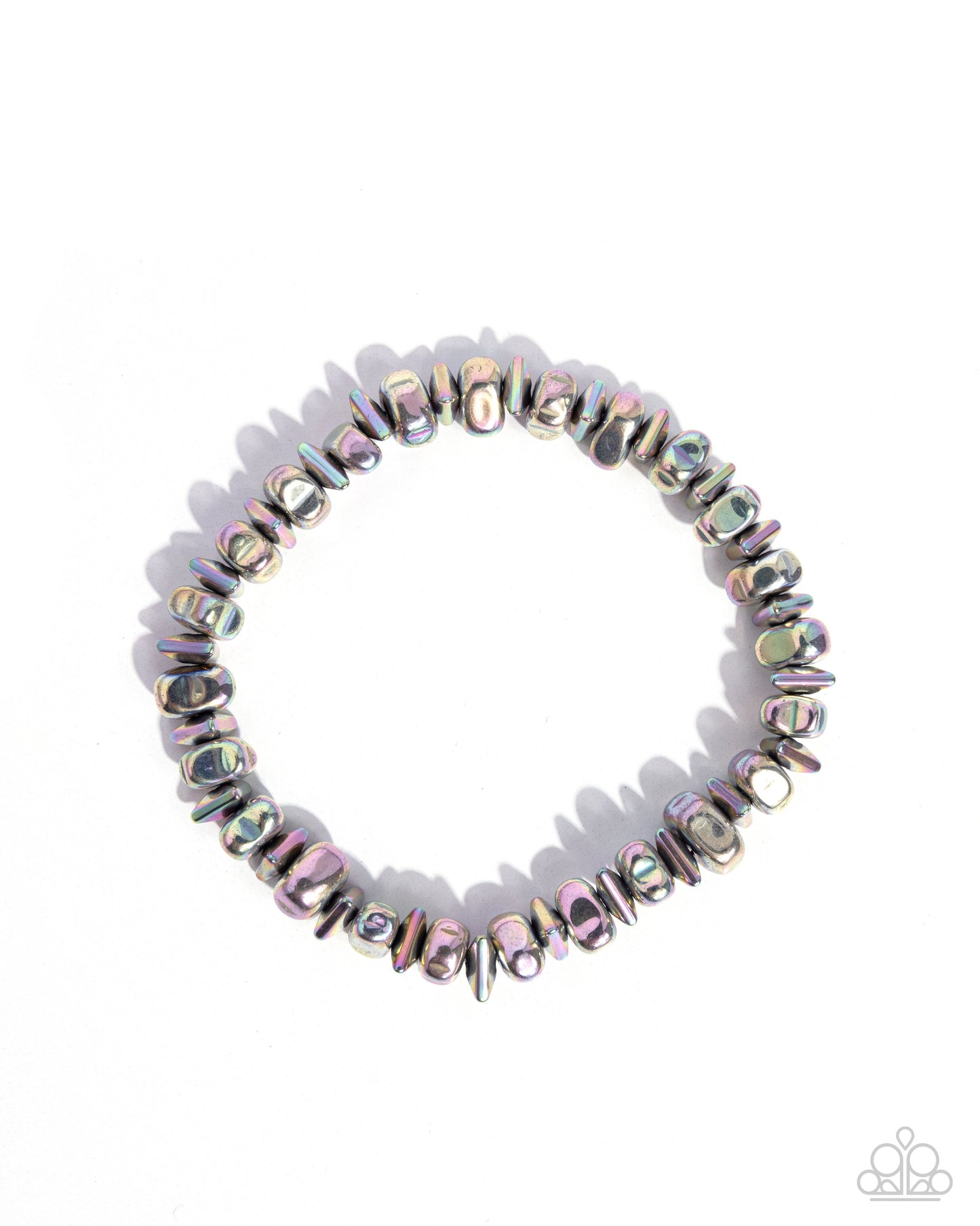 City Combination - Pink Iridescent Pebble, Oil Spill Bead Urban Stretch Bracelet Paparazzi B1789