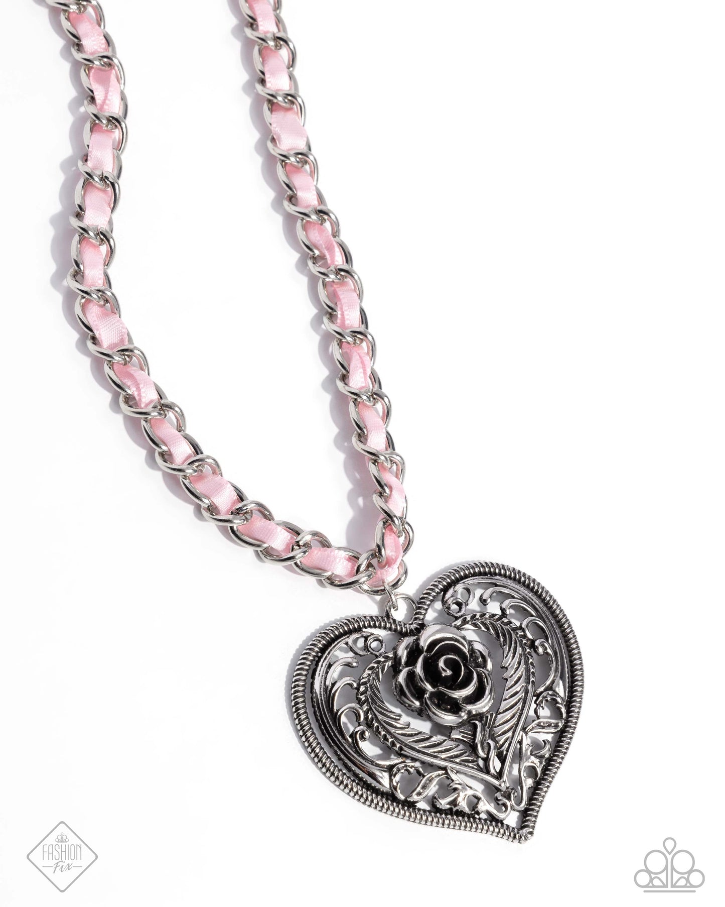 Appealing Applicant - Pink Ribbon Silver Heart Necklace Glimpses Of Malibu October Fashion Fix Paparrazzi