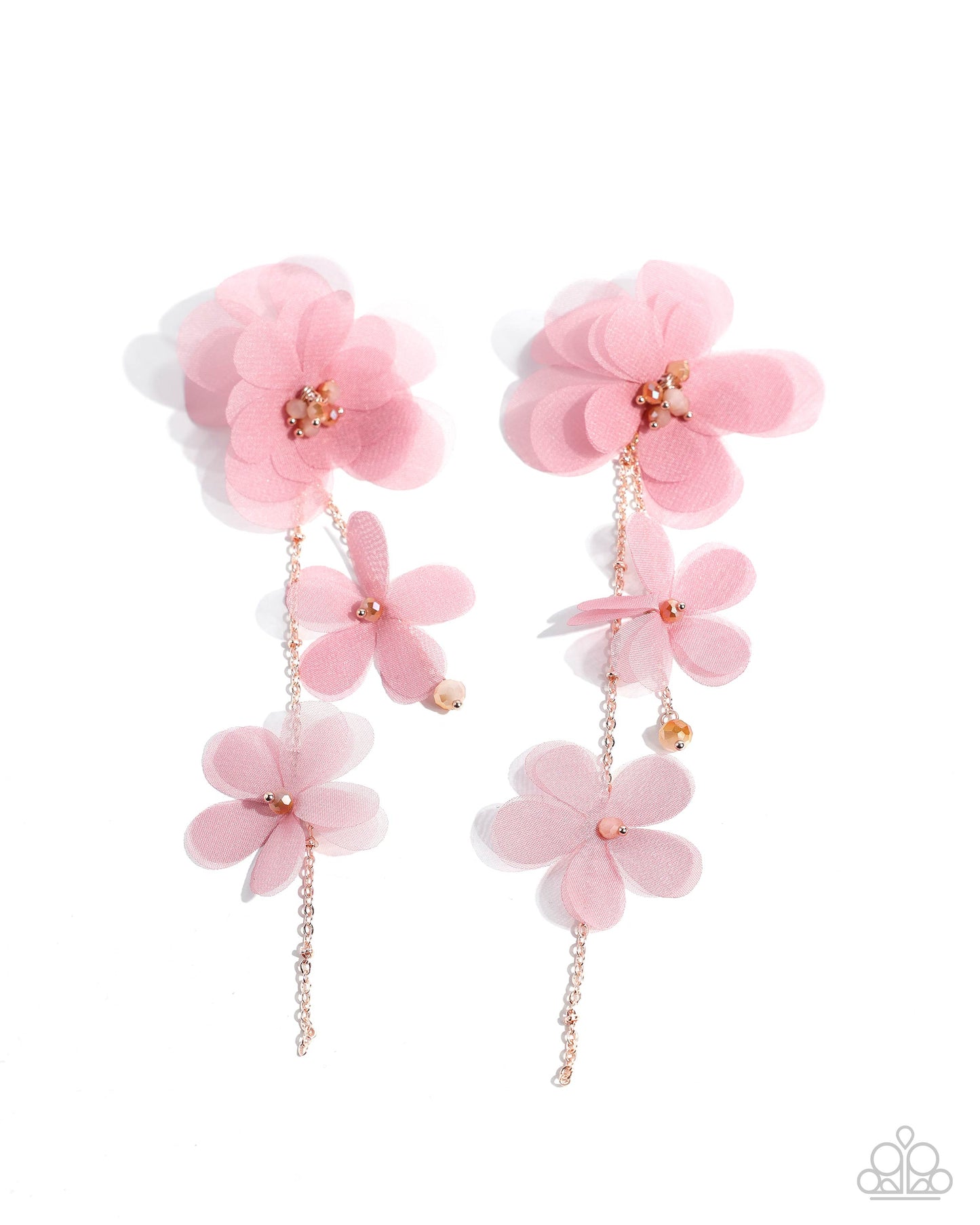 Balletcore - Pink - Desert Rose Chiffon Flower Earring Life Of The Party October 2024 Paparazzi