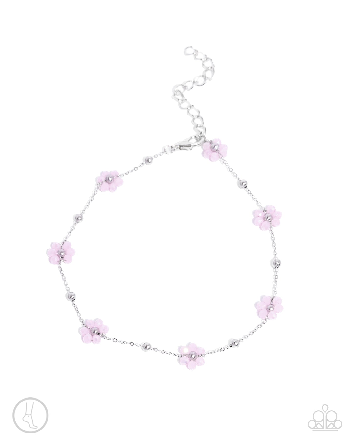 Perfect Promise - Pink Flower & Silver Satellite Chain Anklet Paparazzi B1783