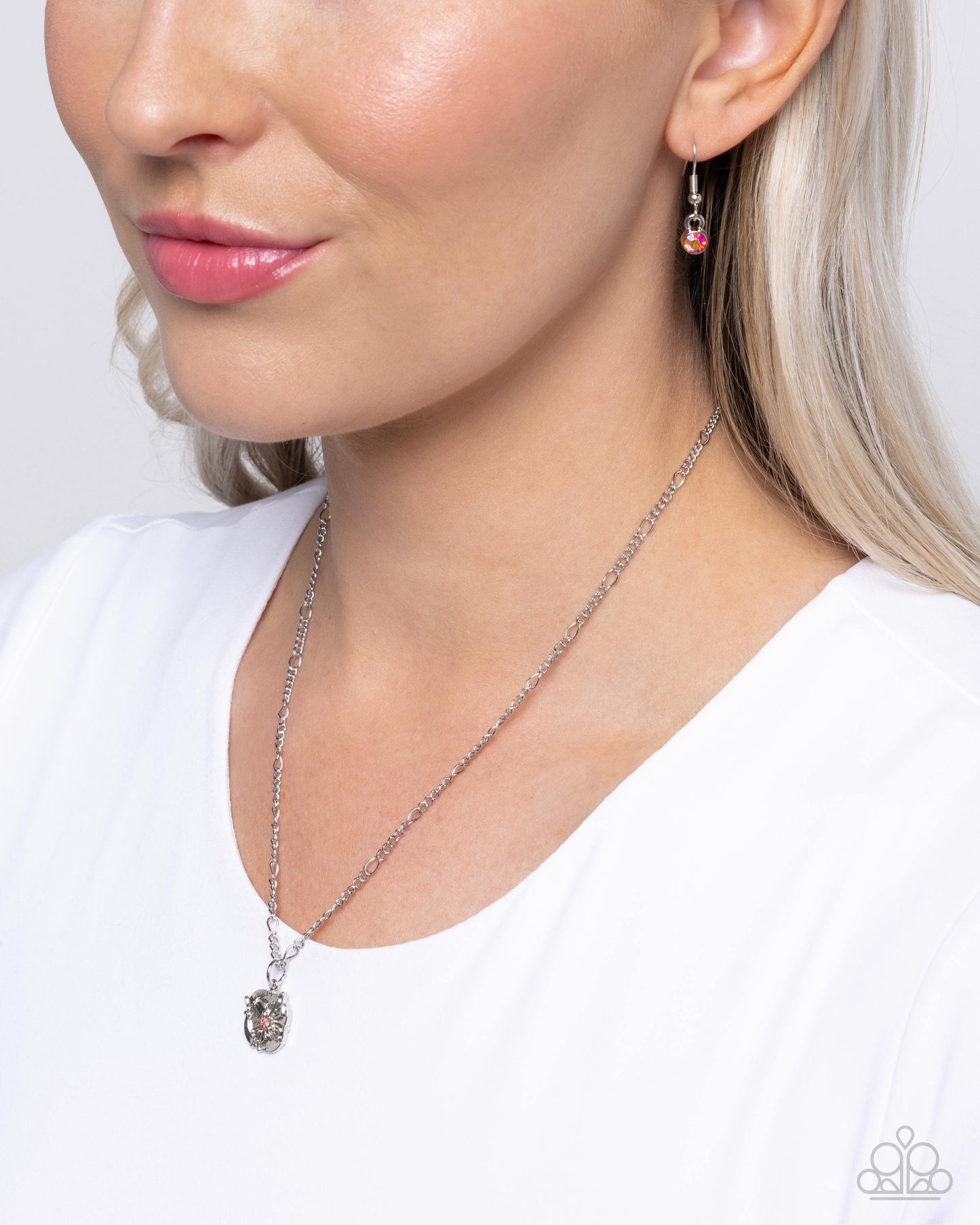 Where Do BUTTERFLIES Go? - Orange Rhinestone Silver Butterfly Necklace Paparazzi N1270