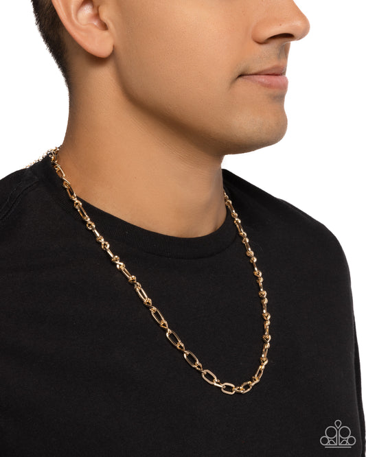 Mr. Steal Your Girl - Gold High Sheen Oval Link Urban Chain Men's Necklace Paparazzi N3444