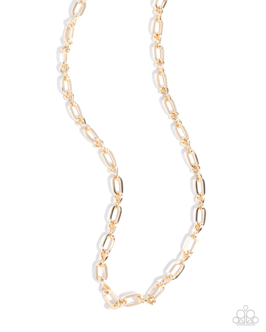 Mr. Steal Your Girl - Gold High Sheen Oval Link Urban Chain Men's Necklace Paparazzi N3444