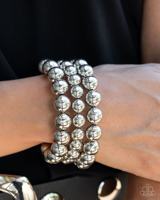 Refreshing Raindrops - Silver Coil Bracelet Magnificent Musings Fashion Fix October 2024 Paparazzi