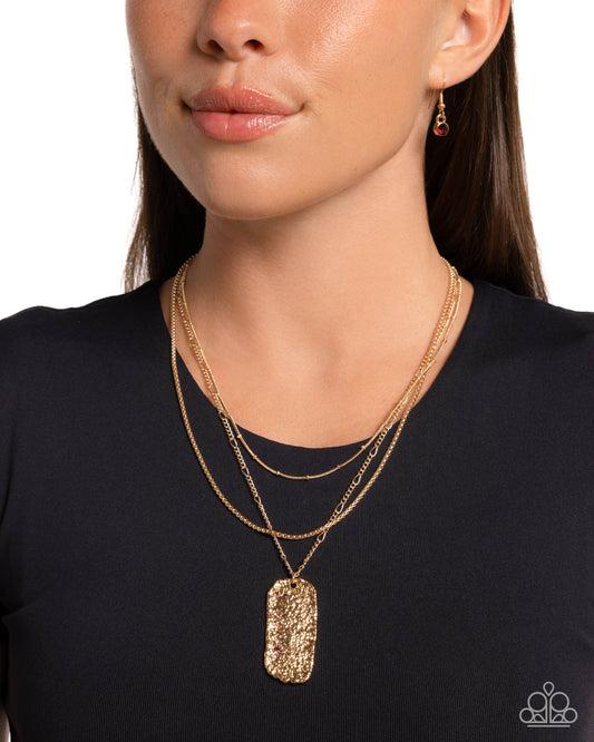Paparazzi Spellbound Story - Purple & Pink Rhinestone Textured Gold Layered Necklace N4078