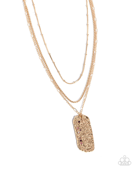 Paparazzi Spellbound Story - Purple & Pink Rhinestone Textured Gold Layered Necklace N4078