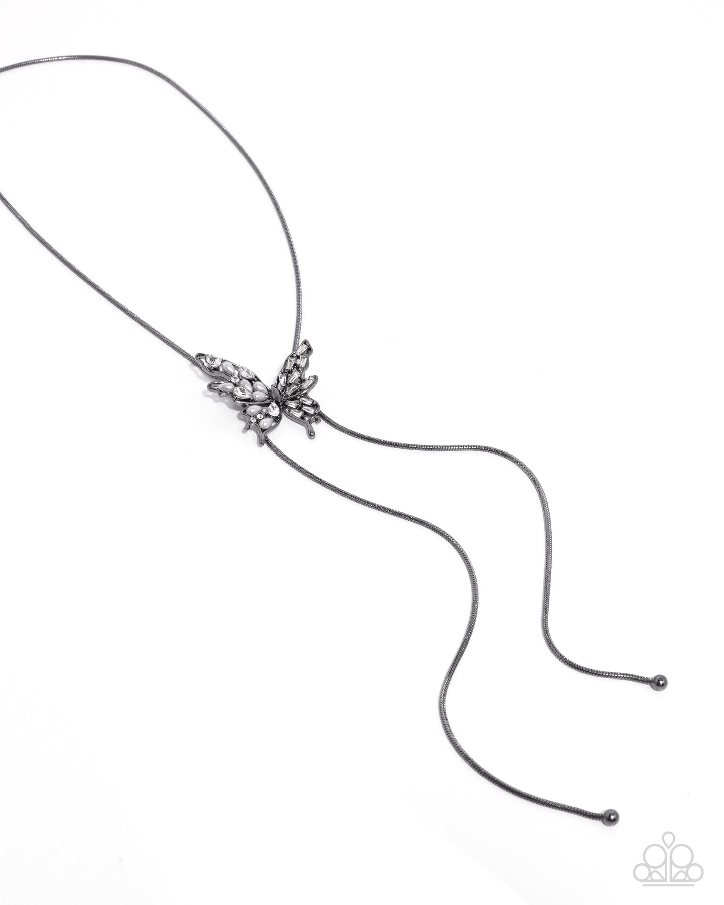 Hopeful Hierarchy - Black Gunmetal Snake Chain & Butterfly Bolo Style Necklace Paparazzi