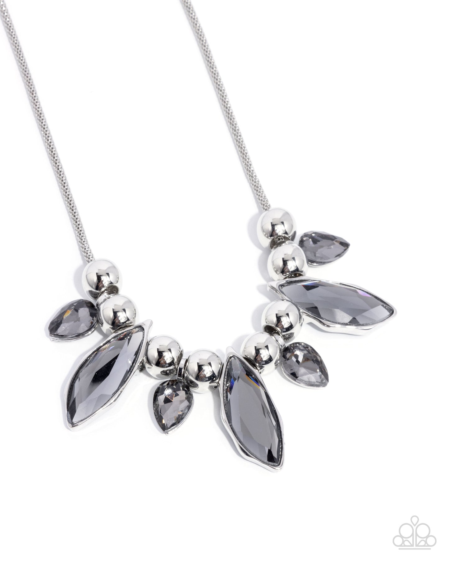 Unrivaled Edge - Silver, Smoky Gem Necklace Paparazzi N2556