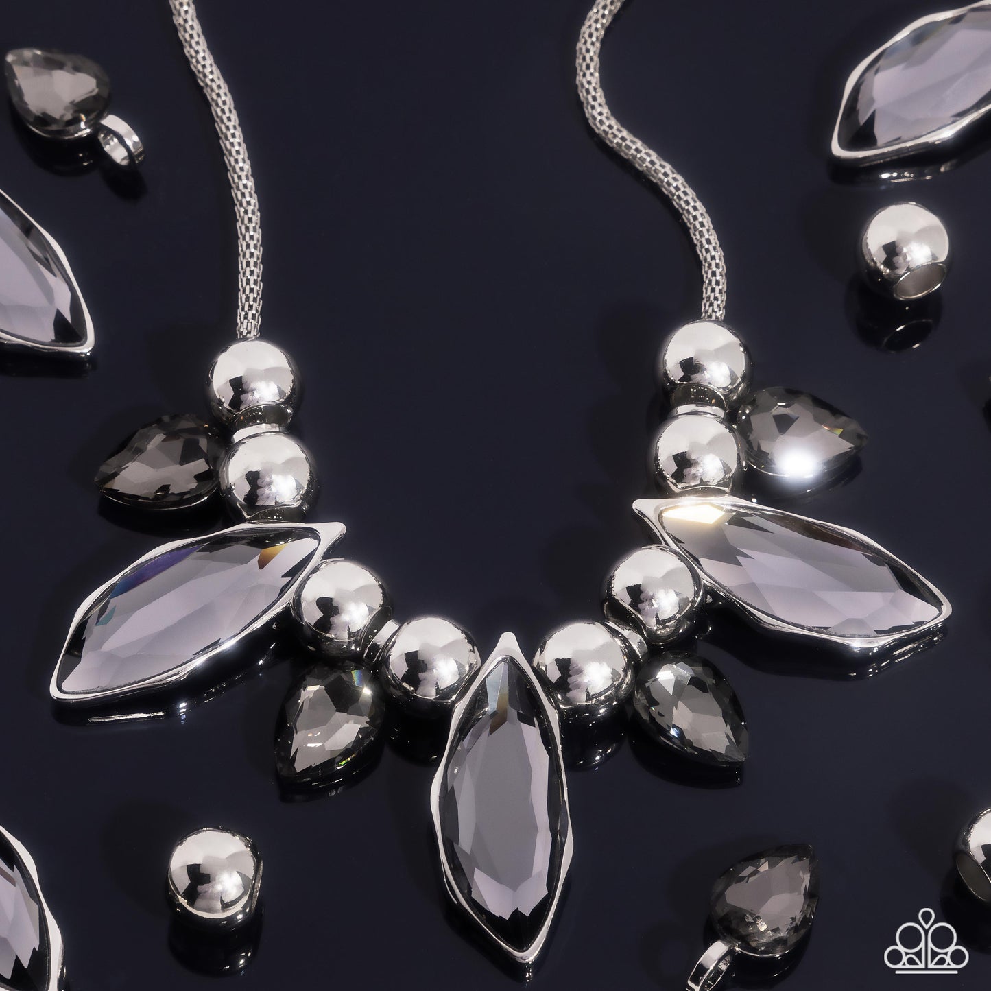 Unrivaled Edge - Silver, Smoky Gem Necklace Paparazzi N2556