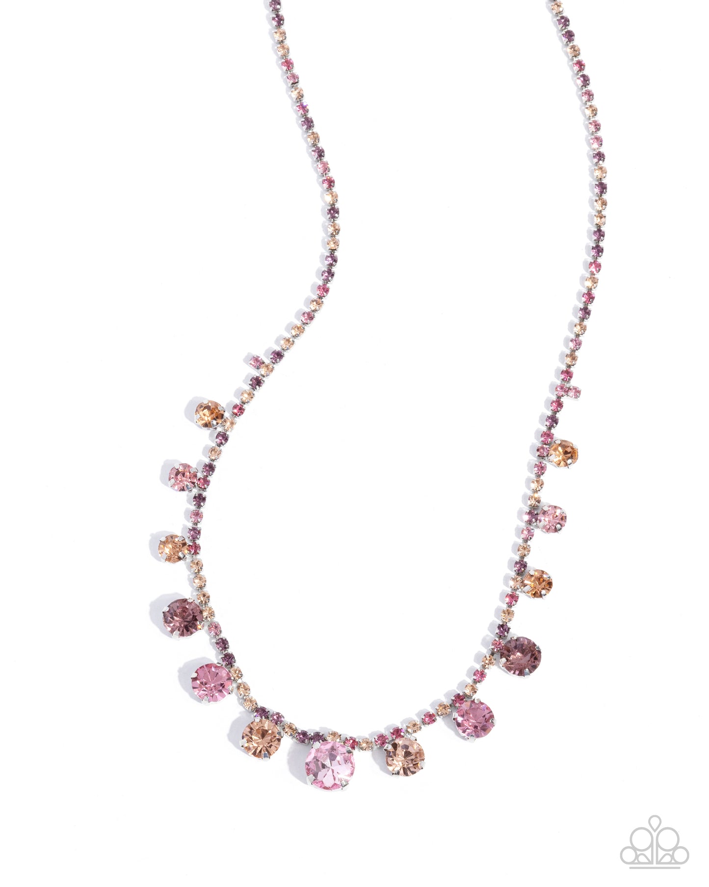 Colorful Countess - Pink Multicolored Rhinestone Gem Necklace Paparazzi N2529