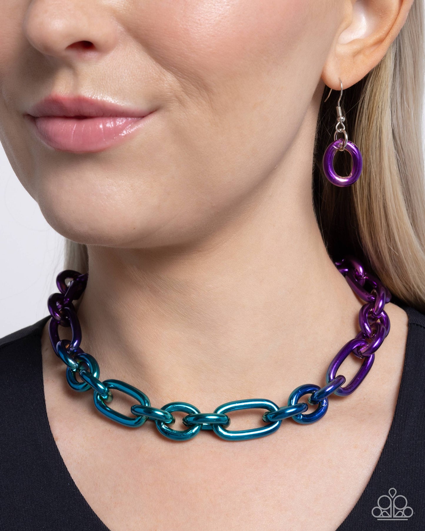 Nuanced Nightlife - Purple To Dark Blue Ombre Look Choker Style Necklace Paparazzi N2517