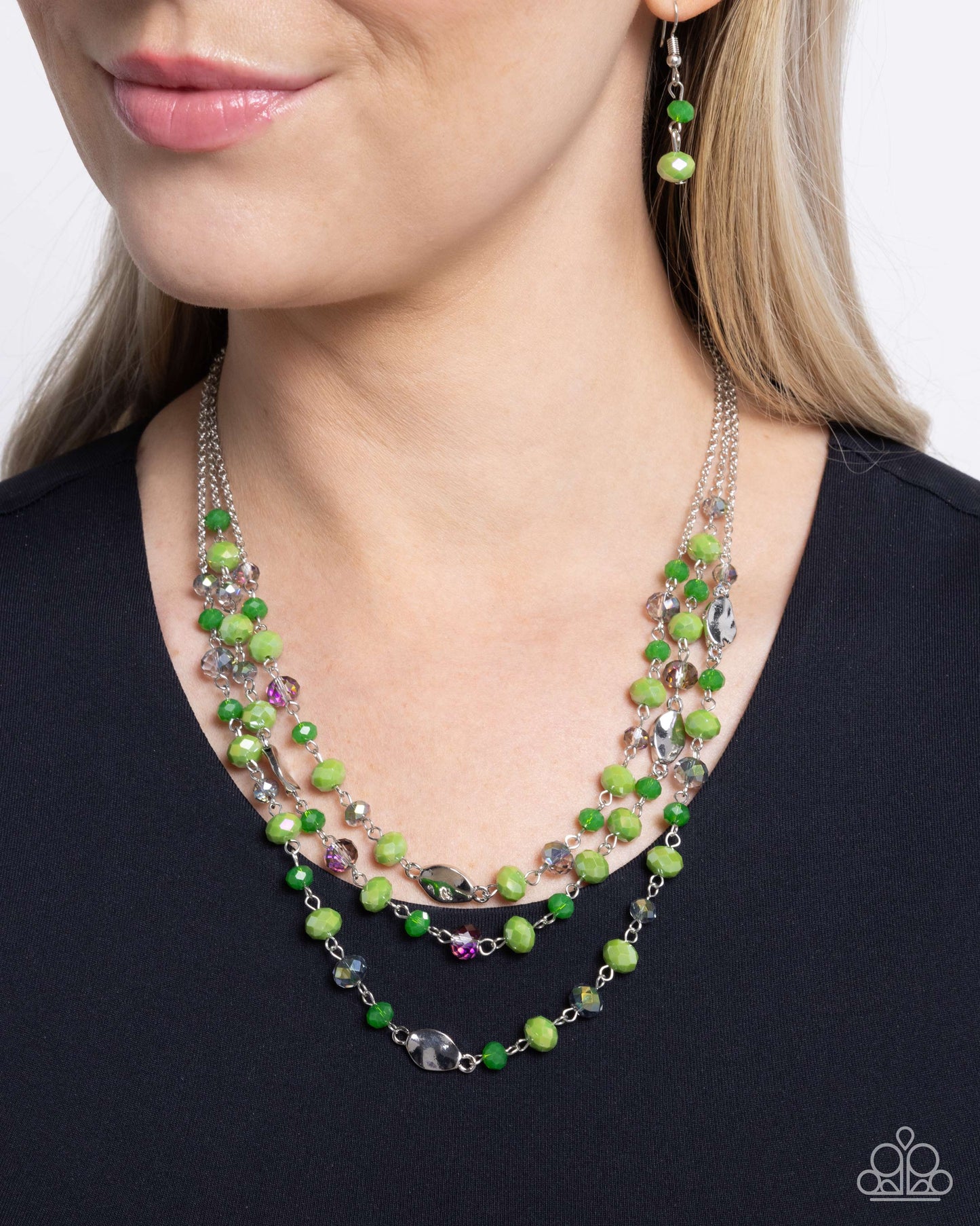 Radiantly Rich - Green Multicolored Faceted Bead Layered Necklace Paparazzi N2551