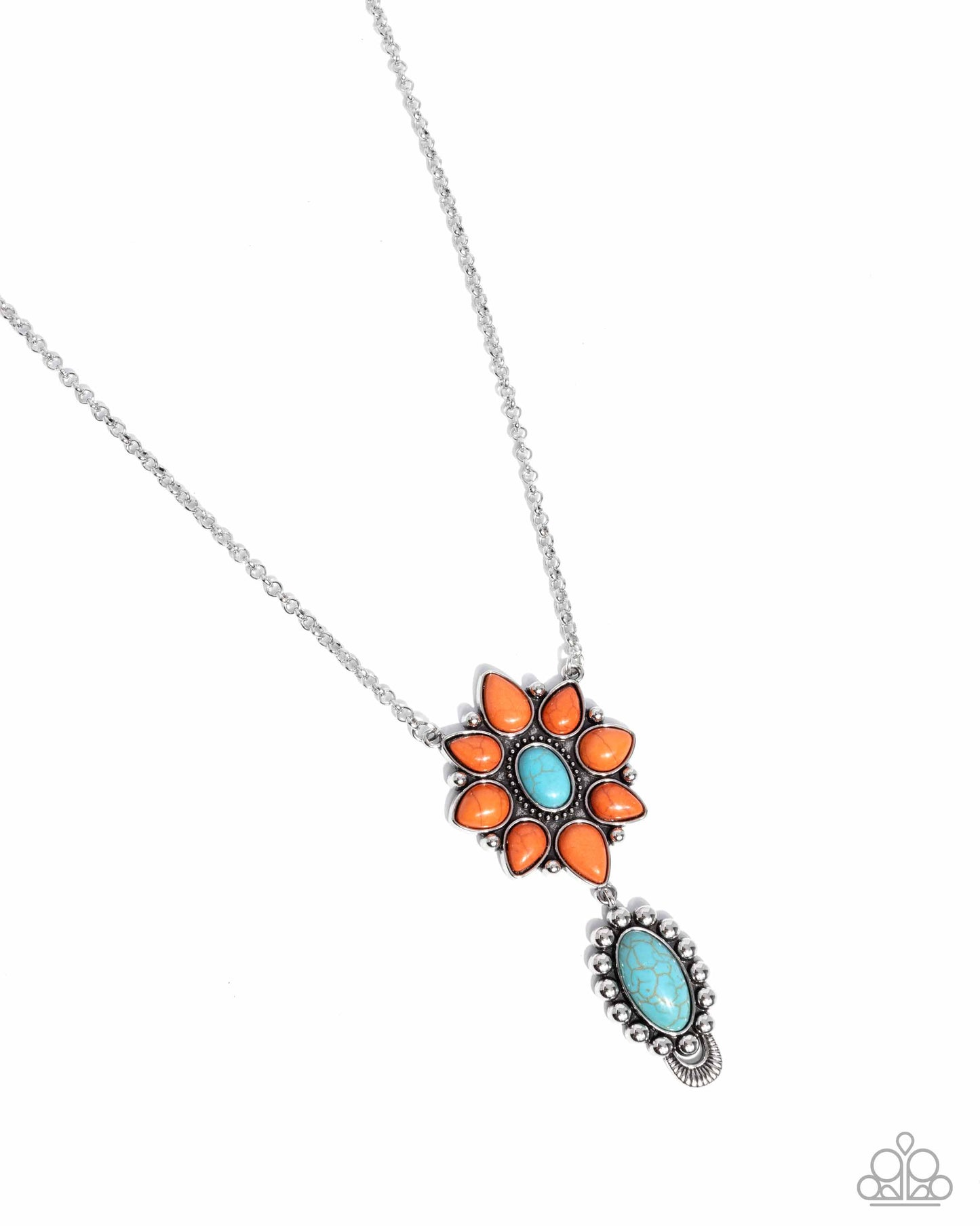 Force of Habit - Orange & Turquoise Stone Santa Fe Style Necklace Paparazzi N2506