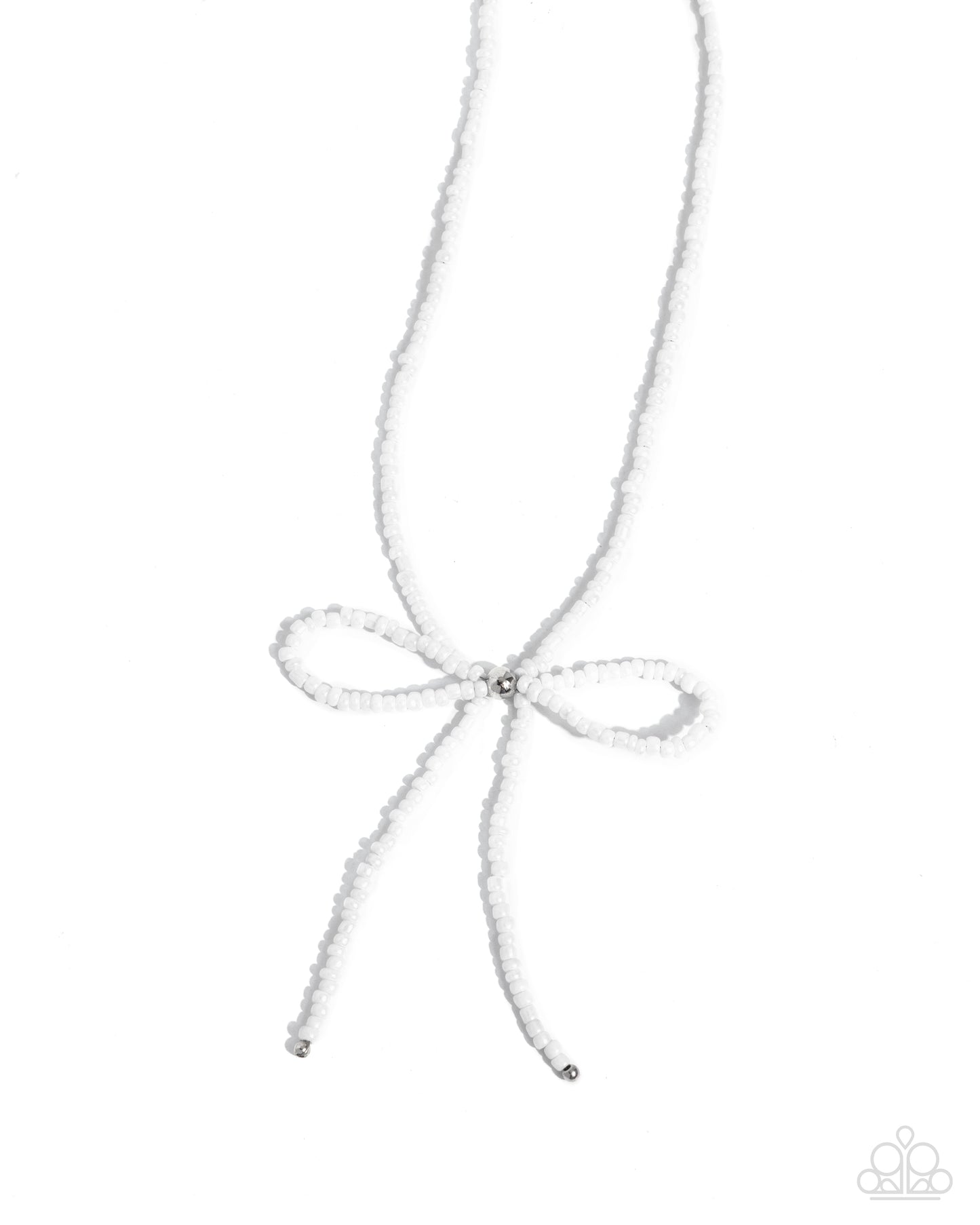 High-Class Hype - White Pearlized Seed Beed Bow Necklace Paparazzi N3416