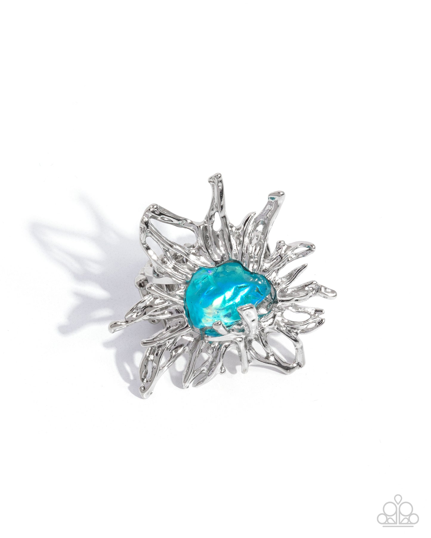 Artistic Movement - Blue UV Splashed Sunburst Abstract Ring Paparazzi R0803