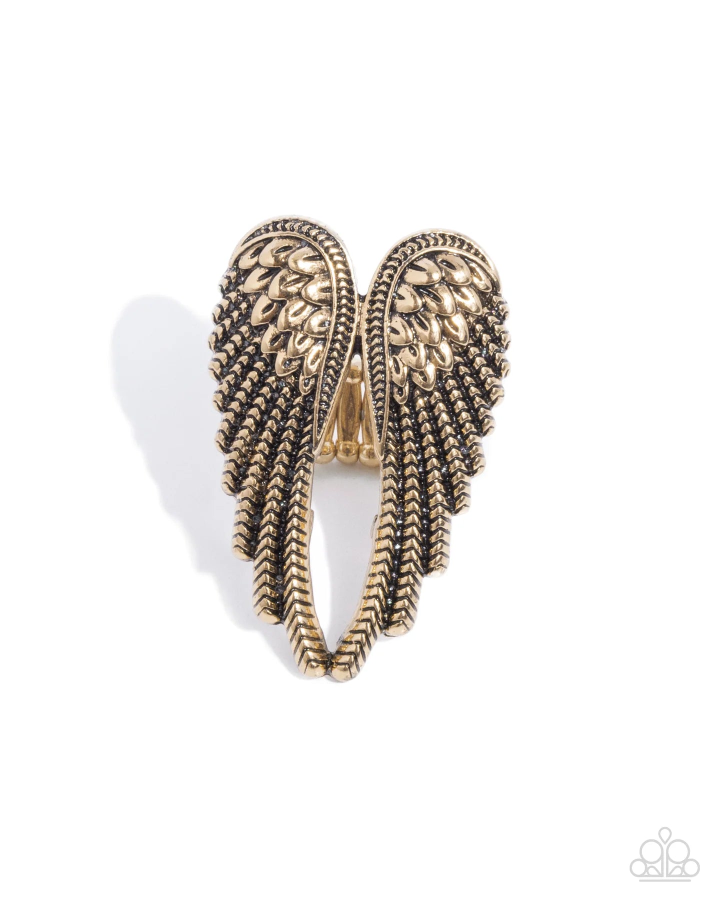 Angelic Actress Gold Angel Wing Ring Paparazzi R0745