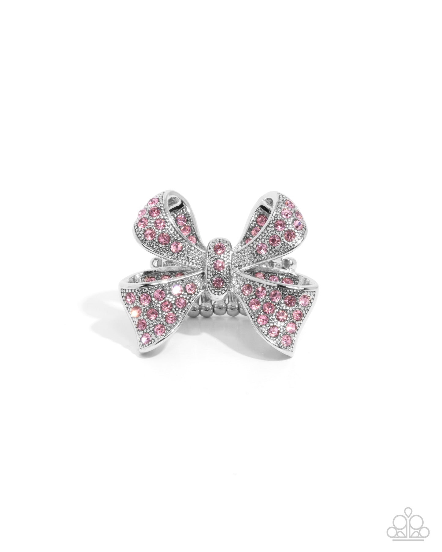 Sweetheart Souvenir - Pink - Light Rose Rhinestone Bow Ring Paparazzi R0808