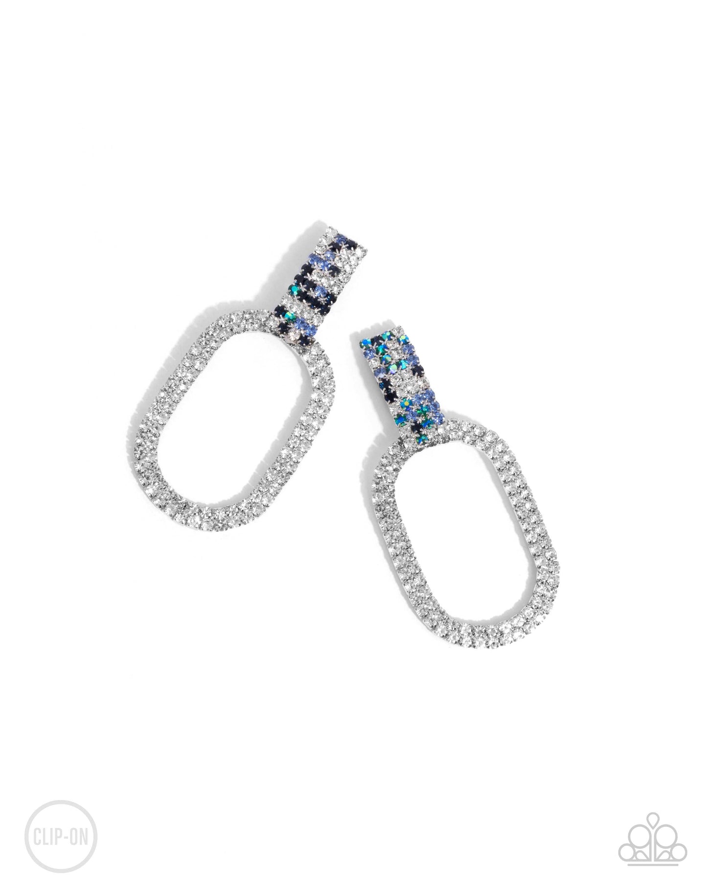 Guarded Glitz - Blue Light Sapphire, Montana & White Gem Clip On Earring Paparazzi E2129