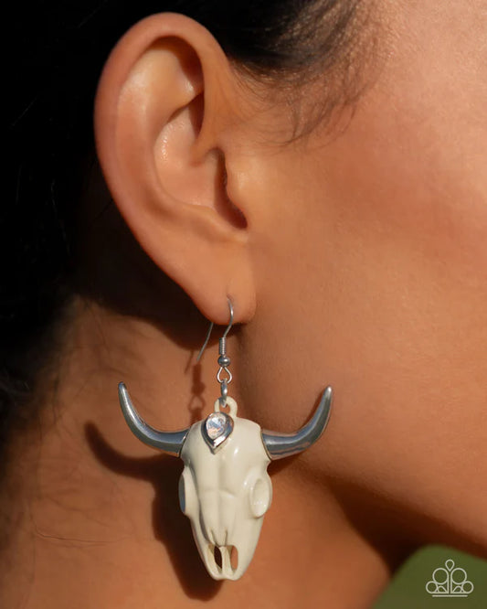 Southwestern Skull White Earring 2024 Convention Exclusive Paparazzi