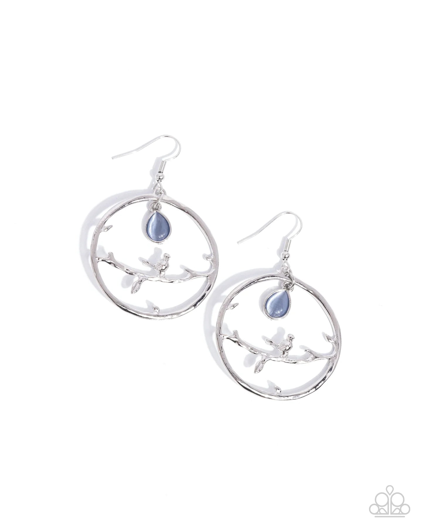 Paparazzi Picturesque Scene - Blue Cat's Eye Bird Silver Earrings E3210