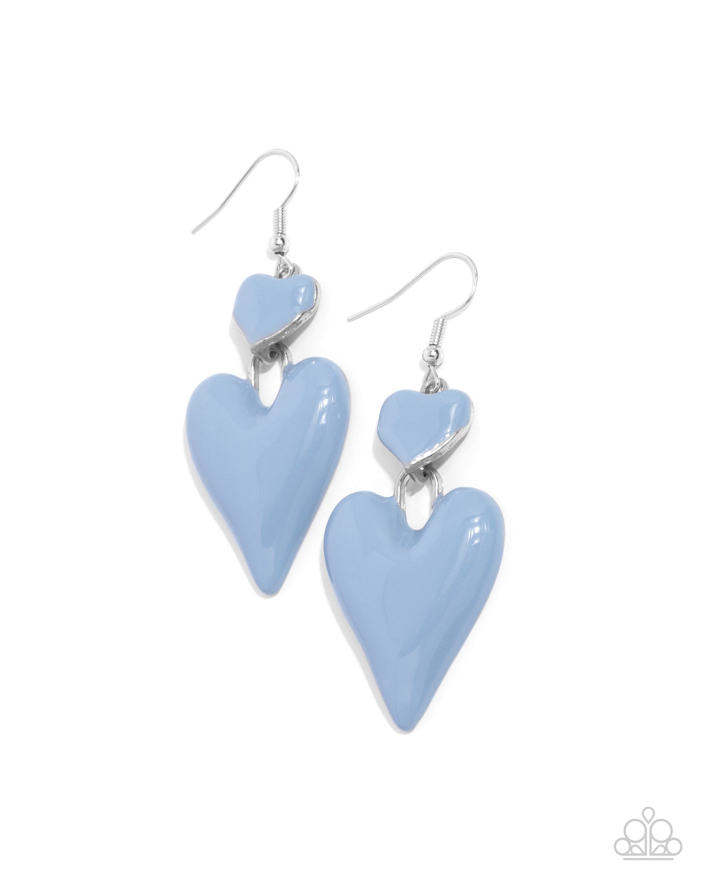 Colorful Chemistry - Blue Winter Sky Painted Heart Earring Paparazzi E2179